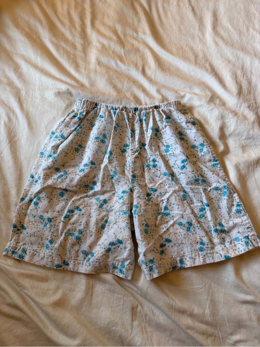 Blue Floral Pajama Shorts
